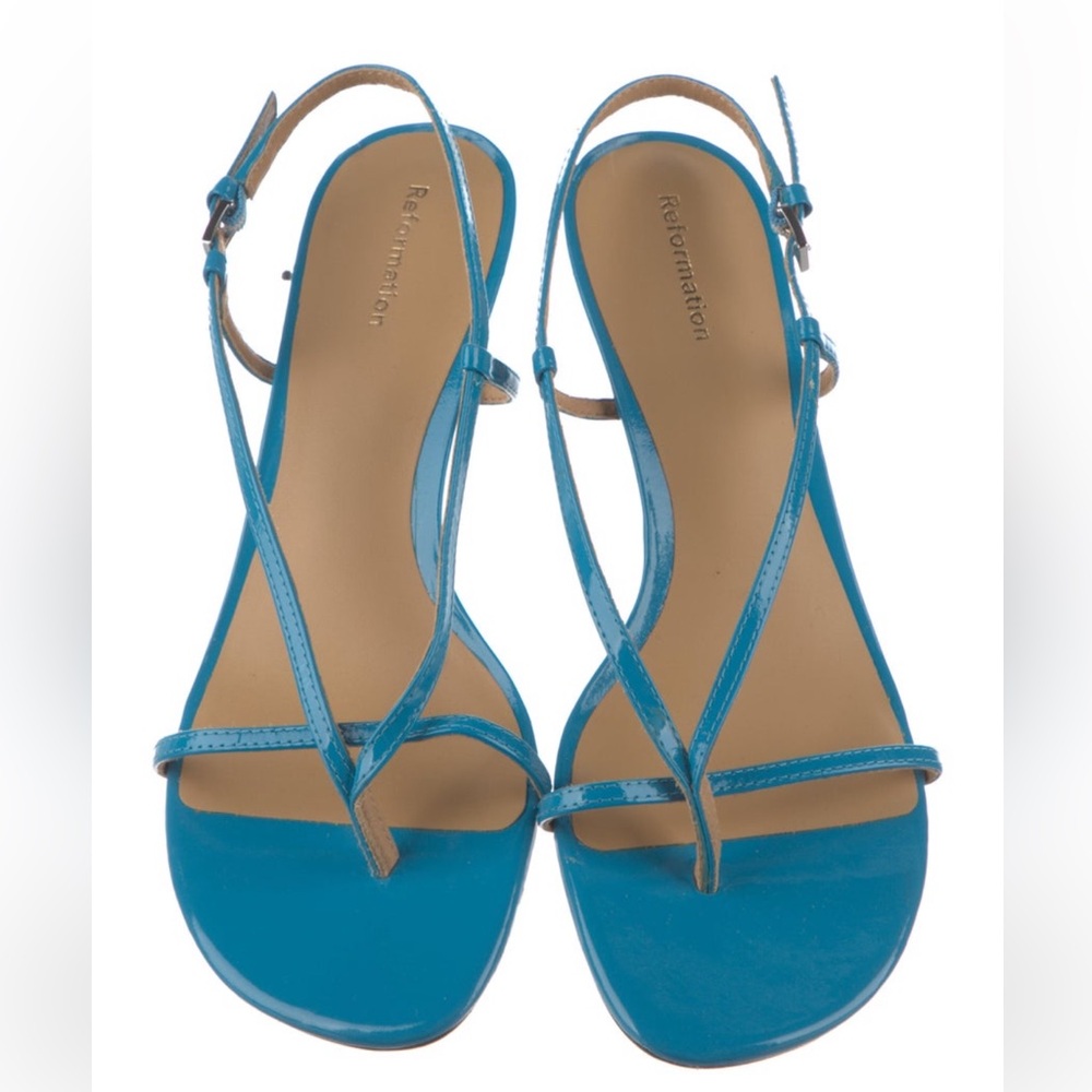 The Reformation Blue Sandal Heels
